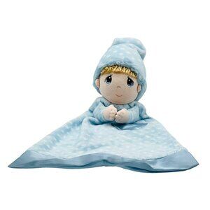 Aurora Precious Moments Praying Baby Boy Lovey Plush Security Blanket Blue 16 in